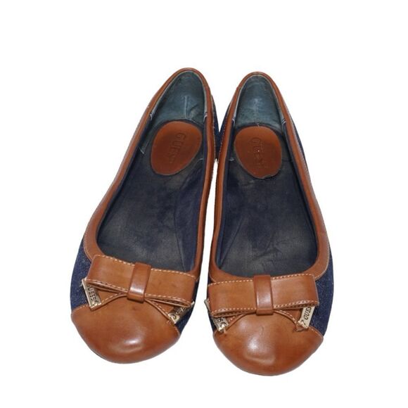 Guess Denim Ribbon Bow Ballet Flats, Size 6.5 - Picture 2 of 6